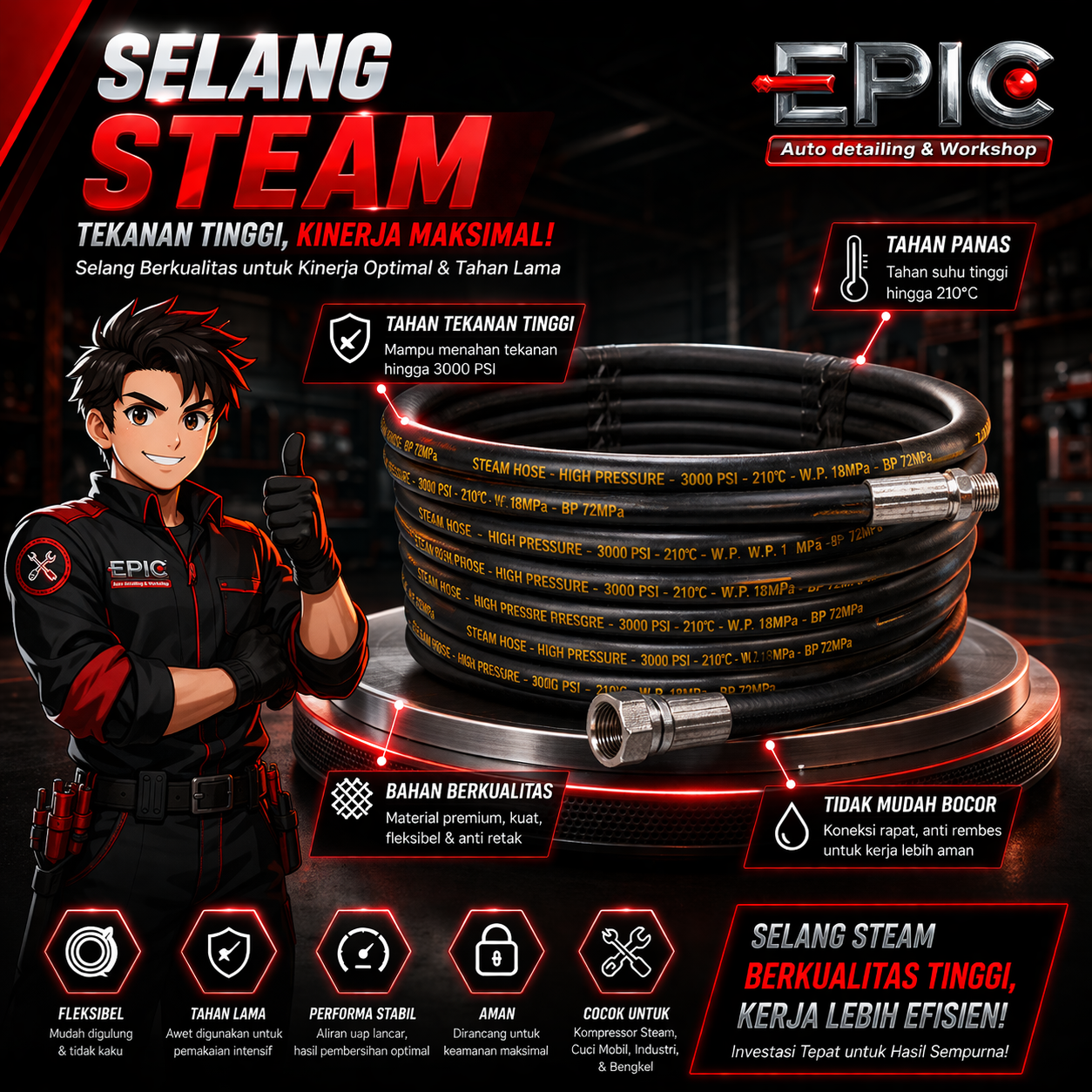 SELANG STEAM CUCI MOBIL
